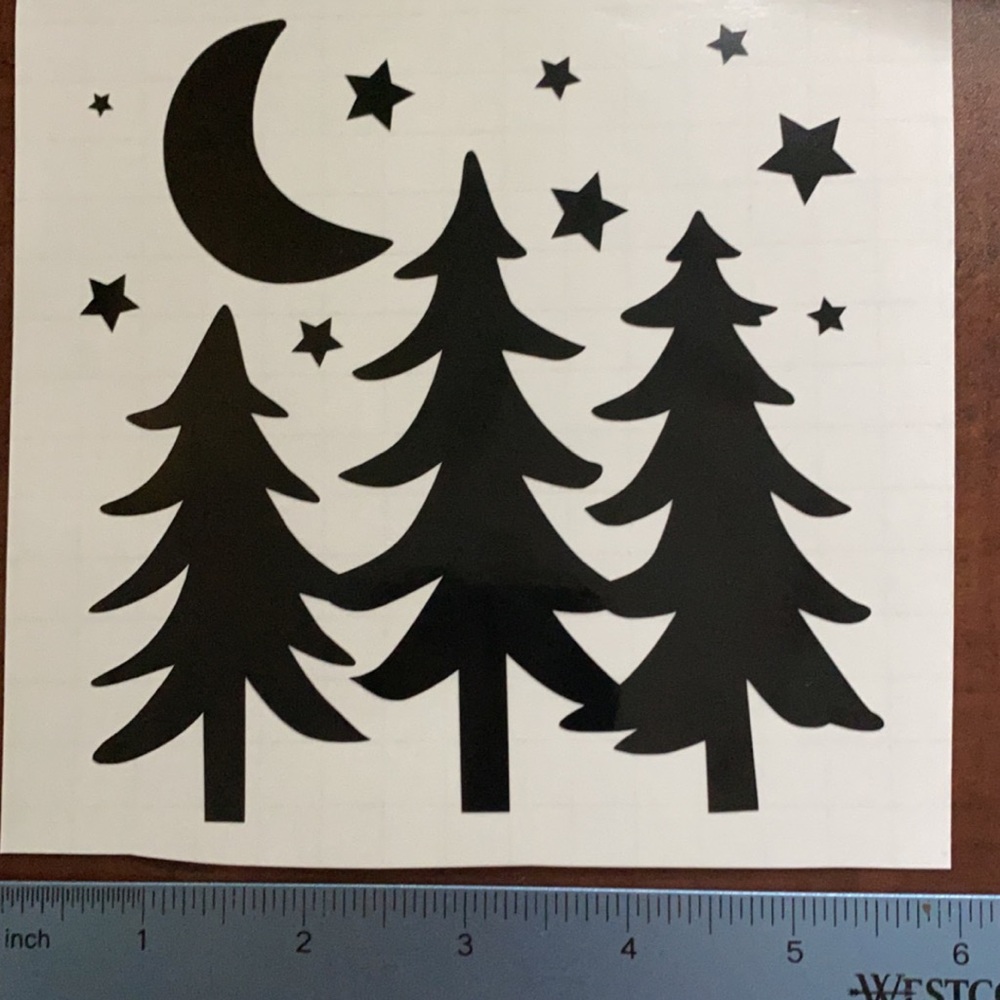 6” vinyl decal PINE TREES